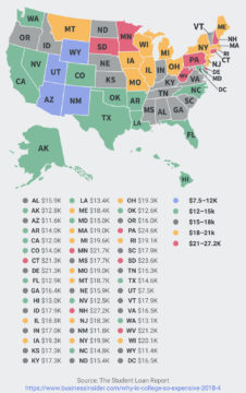 post-secondary-average-student-loan-debt-per-college-graduate-map